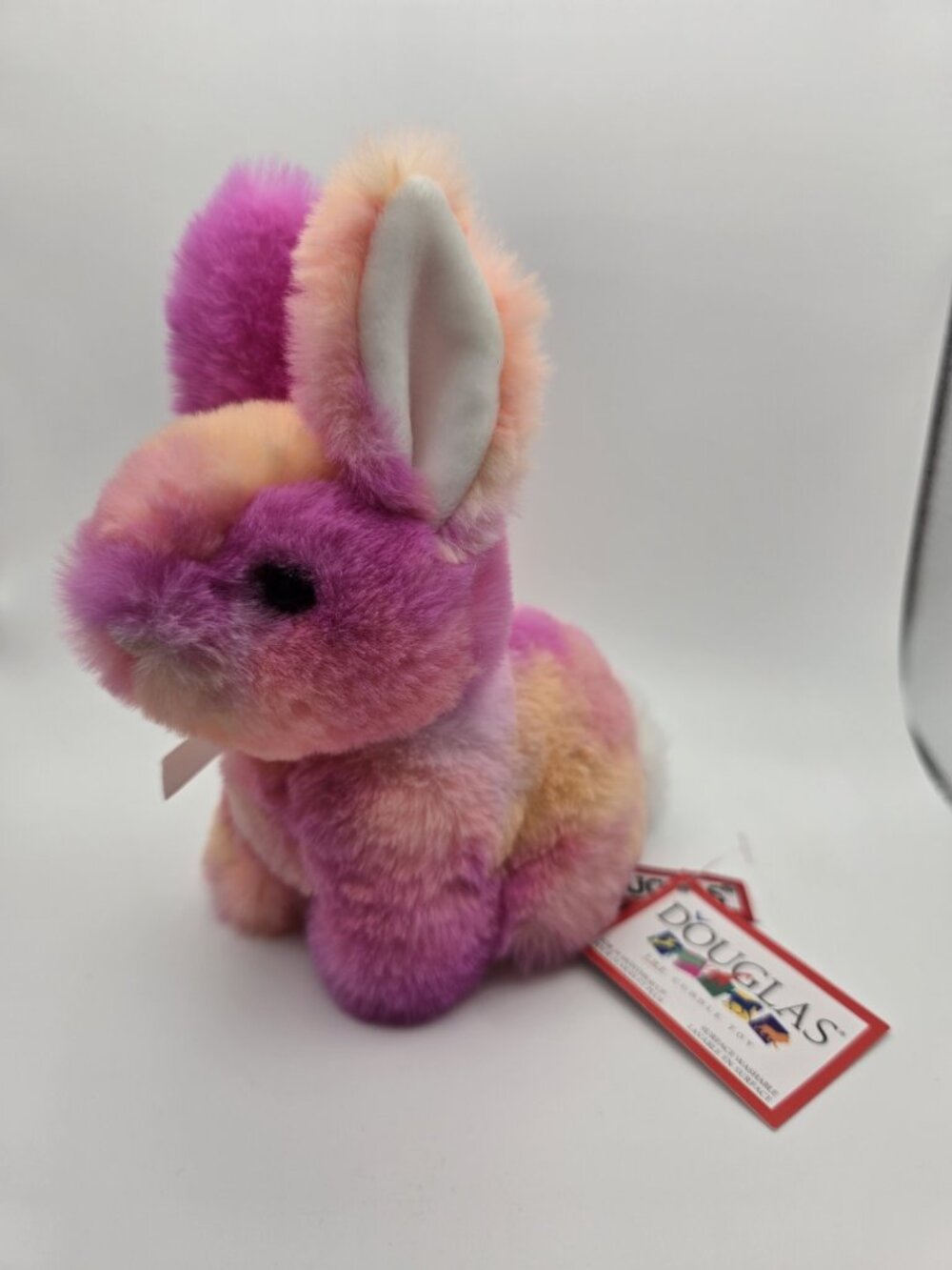 Douglas Toy Tie Dye Mini Bunny Soft Plush Stuffed Animal, Hot Pink/Orange, 6 in